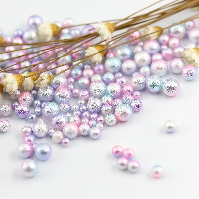 

Resin Decorate Diy Creative 3/4/5 /6mm No Holes Imaitation ABS Acrylic Wrinkle Pearls Round Beads for Clothing Beads, Gradient colors wrinkle pearls