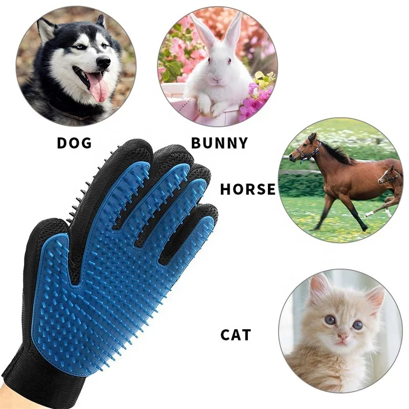 

Pet Washing Grooming Tools Dog Cat Hair Remover Brush Glove Silicone Pet Bath Grooming Gloves, Blue+black