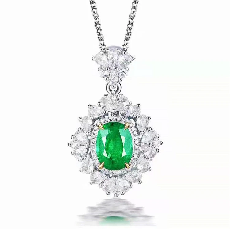 

SGARIT brand jewelry gold vintage wedding party gift vivid green natural emerald 18k gold 1.15ct natural emerald pendant