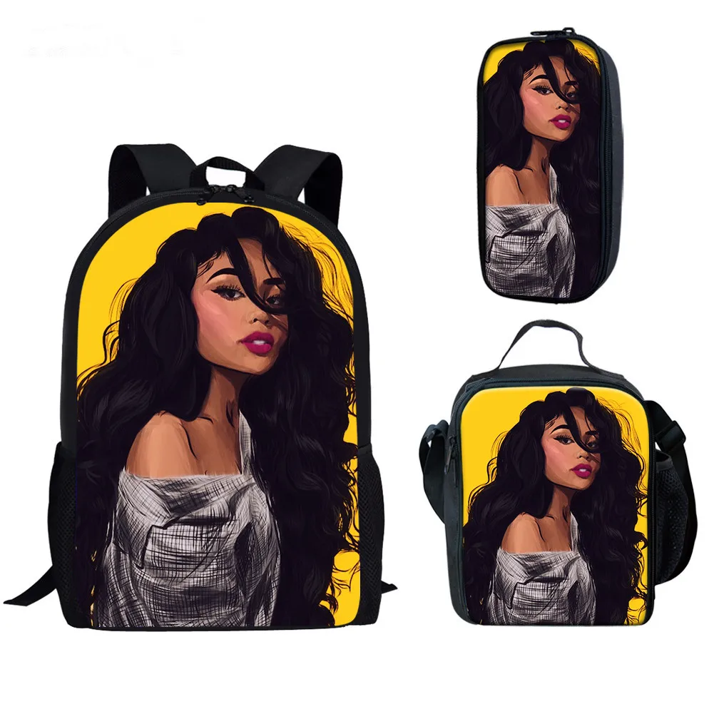 

Back To School Backpack Kids School Bag African American Black Art Girls Schoolbag 3Pcs/set girls full back black panties, Customized