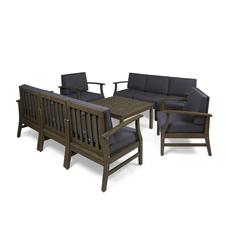 

U.S. warehouse stock Outdoor 9 Piece garden Wood sofa furniture sets