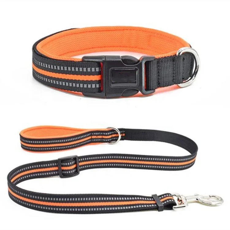 nylon luxury fashion reflective pet dog protective collars leashes pet supplies training collar supplies and leash with buckle