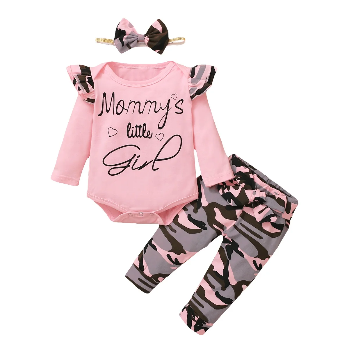 

New Spring Comfortable Baby Girls Clothes camouflage trousers Child Clothing Set, Picture shows