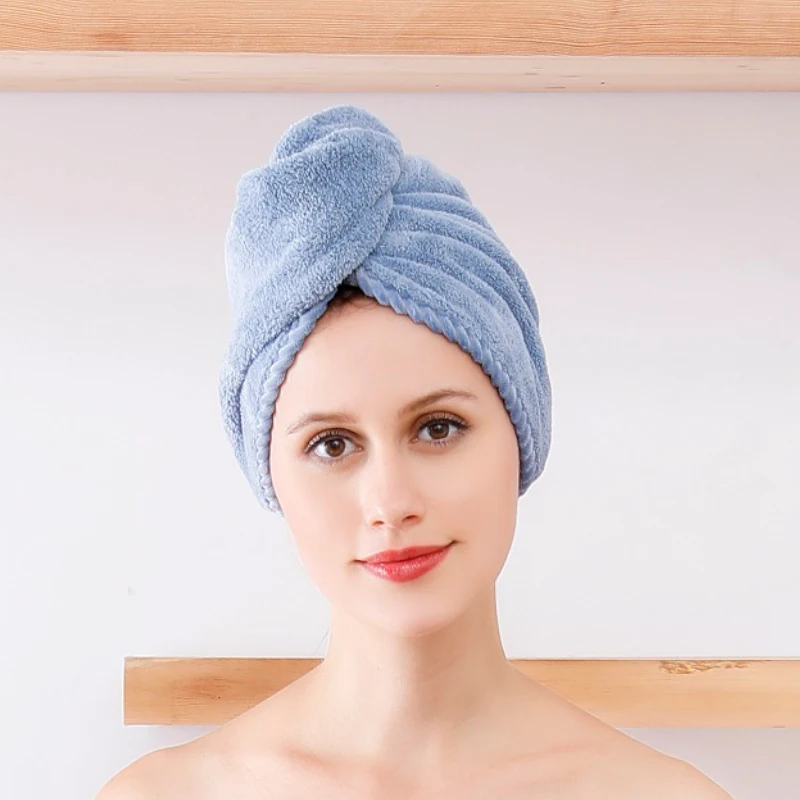 

Shower Dry Function Magic Women Plush Turban Sliver Portable Soft Hair Drying Cap