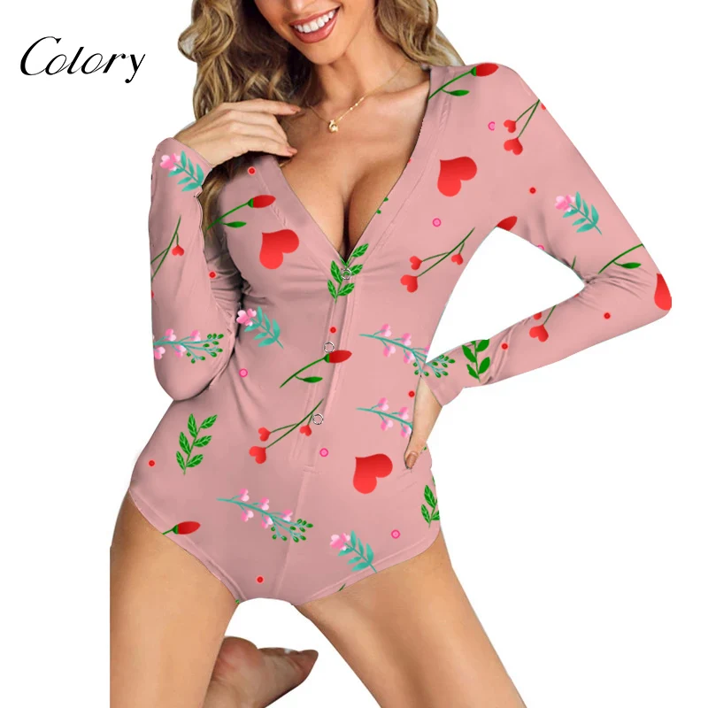 

Colory Cute Rompers Ladies Sexy Long Sleeve Women Onesie, Picture shows
