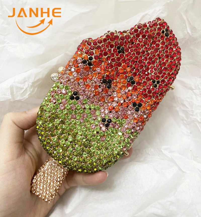 

2022 High Quality bolsos de noche fancy clutch party handbags Cute Diamond Rhinestone Bling Small ice cream Purse Evening Bag, Many colours
