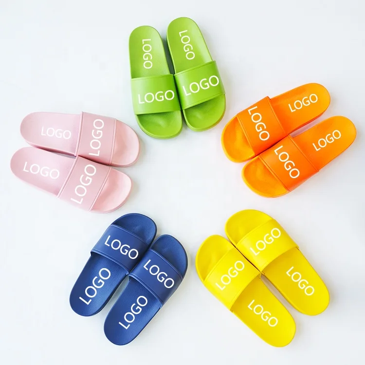 

Slide-on custom logo slippers Causal sandal colourful custom printed slipper for ladies logo women slides PVC custom logo