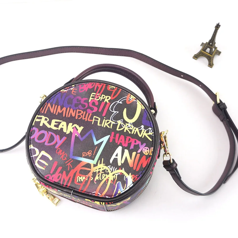 

New style fashion shoulder bags women crossbody cool girl graffiti purse with chain bags, 2 colors