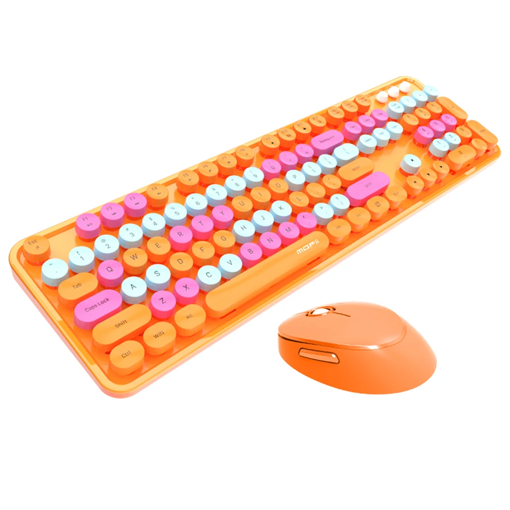 

2021 New Color Mixing Sweet Cute Candy Mofii Wireless Keyboard And Mouse Combo Keyboard Mous Wireless Gifts For Girls, Pink, red, blue, green,yellow,orange