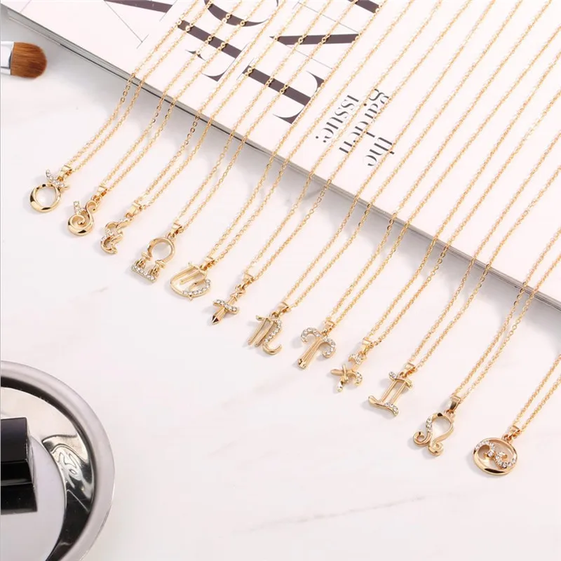 

12 Constellation necklace fashion short alloy pendant necklace accessories
