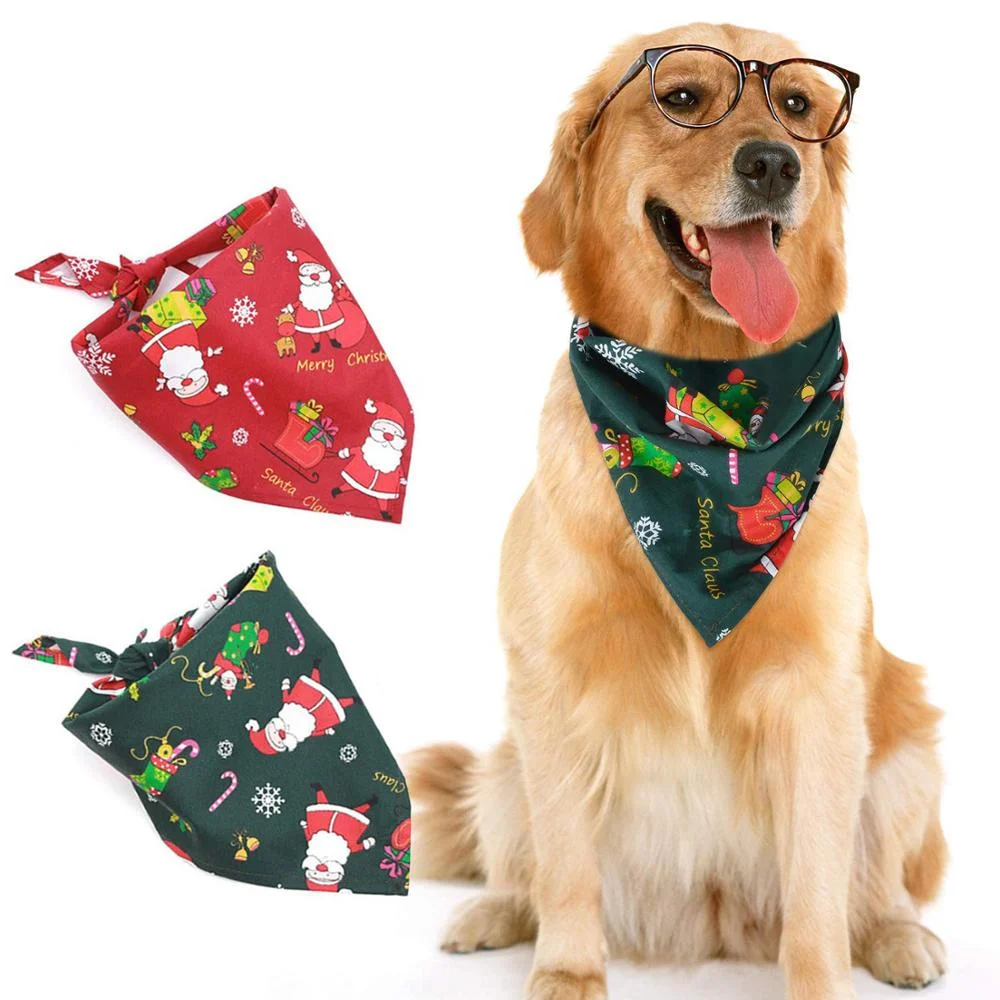 

Wholesale Pet Accessories Custom Dog Bandana Christmas Gift Triangle Towel Scarf Printed Cotton Colorful Dog Bandana