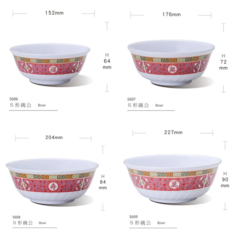 

Restaurant Salad Soup Ramen Serving Dinner Noodle Bowl Set Custom Chinese Print Melamine Bowl, Can be customzied