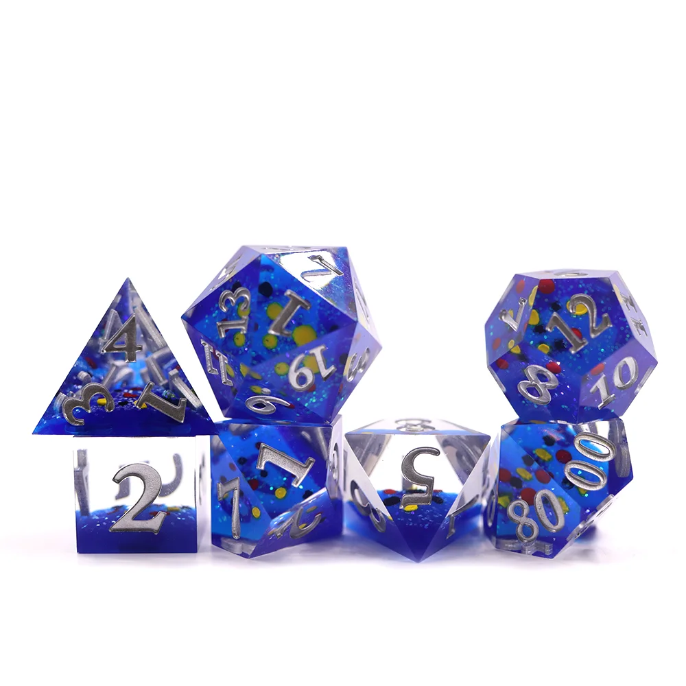 

Hot Sale Customized rpg dnd resin sharp edge galaxy dice