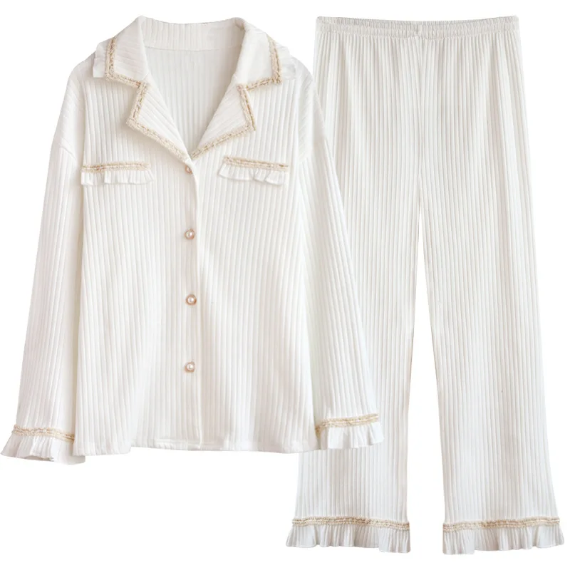 

Women's cotton silk Korean style black white household pajamas, 2color