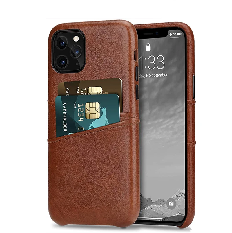 

Custom men pu leather phone case card holder for iphone 11 12 13 pro max phone case, Brown