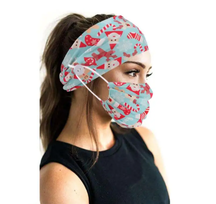 

Xmas hot sale low price yoga matching headband and facemask ladies sport headbands with facemasks attached, Picture