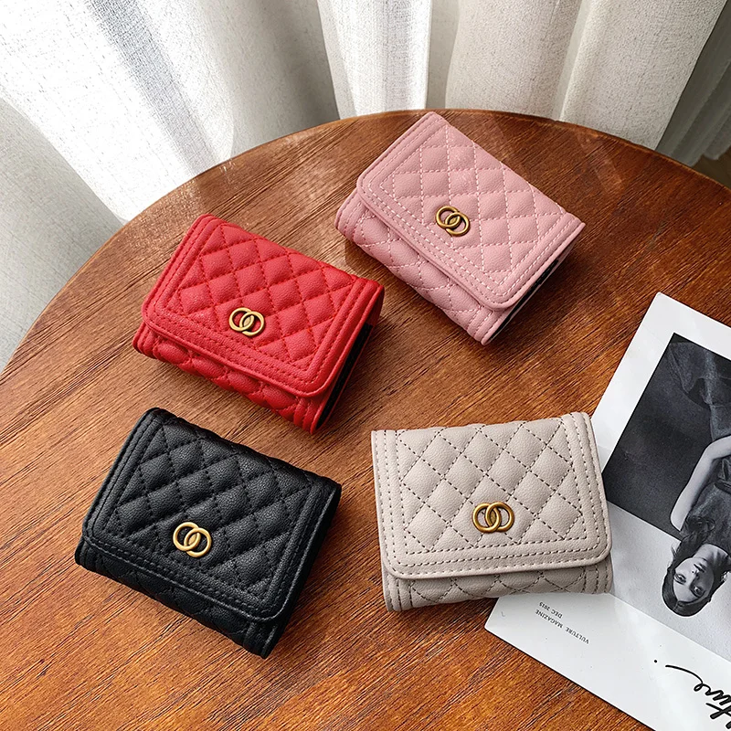 

Fashion Stylish Card Holder Credit Women Wallet Eco-friendly Quilted Pattern Pu Leather Purse Clutch Hand Purse for Women Slot, 4 colors