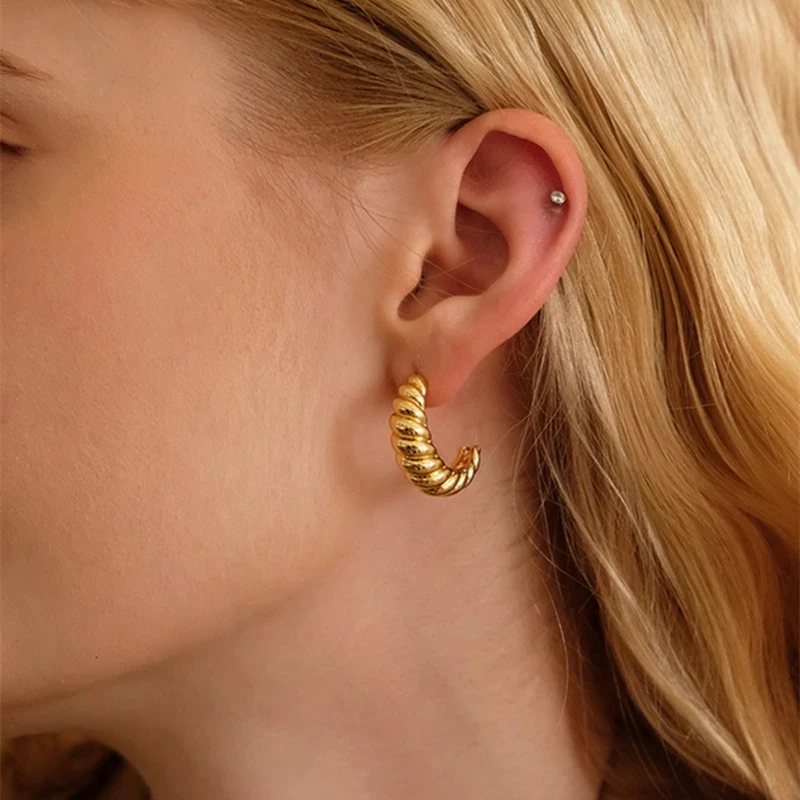 

Lines Stud Earrings For Women Gold Color Elegant Stainless Steel 2021 Fashion Jewelry Gift Pendientes, Gold,silver