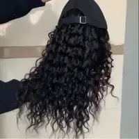 

Human Virgin Hair Bundles Curly Wig Baseball Hat Wig with Hair Wefts Extensions