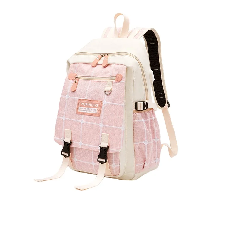

China Lovely 3pcs set USB College School bag Leisure Canvas Daypack Rucksack Bagpack For Teenage Girl, Various colours