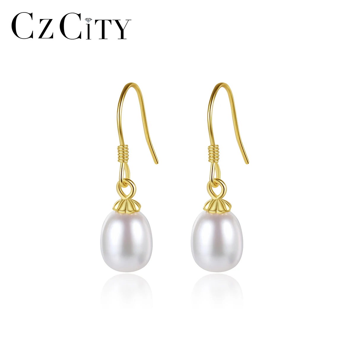 

CZCITY 2022 Trendy 925 Silver Ear Hook Freshwater Pearl Rice Shape Women Fashion Earrings Hooks