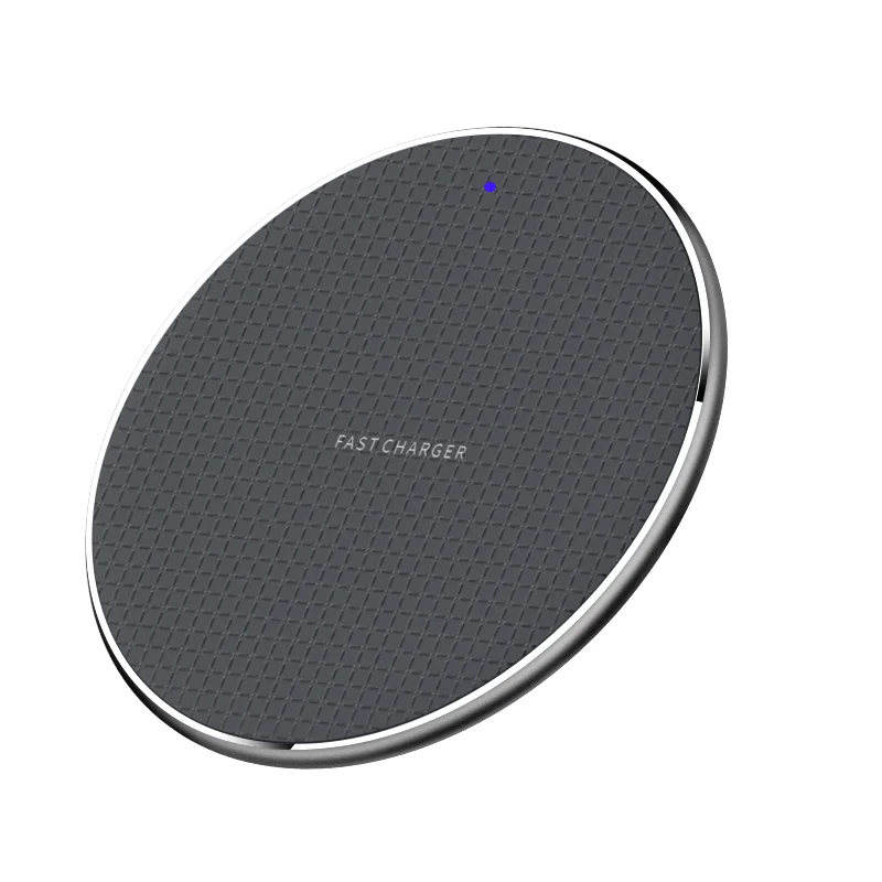 

Factory Price New Design Logo Round Alloy Slim Smart Mobile Charging Pad Phone Universal 10W Portable Fast Qi Wireless Charger, Black, gray, red, pink, blue