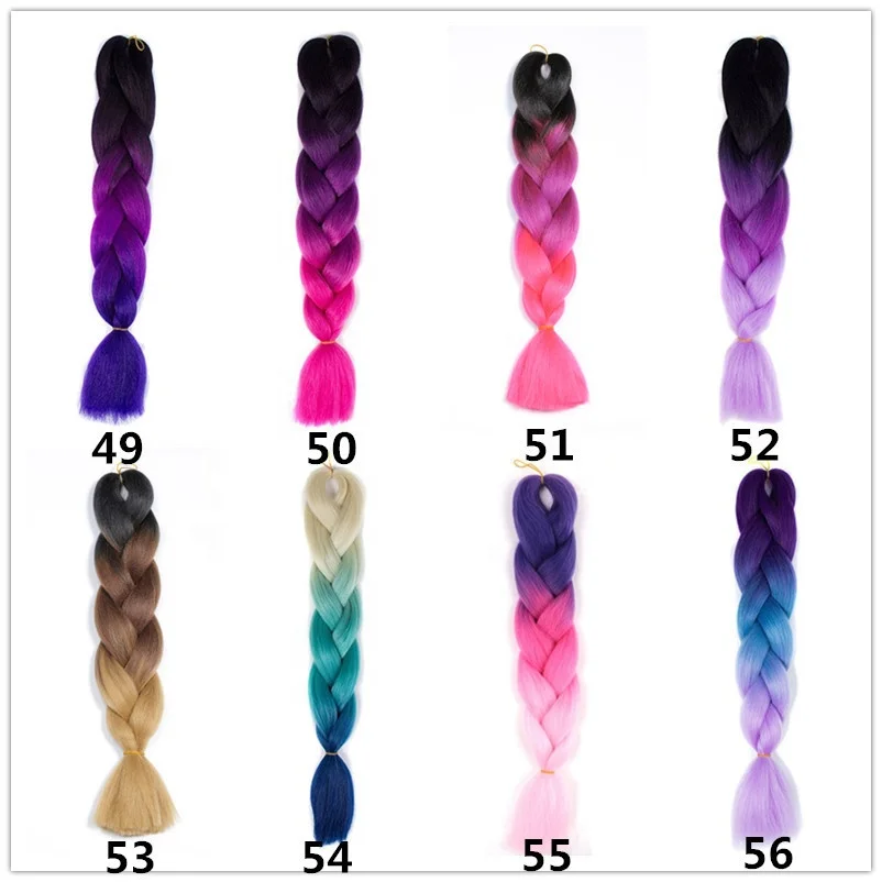 

Wholesale Synthetic Chemical Fiber Colorful Braid Monochrome Gradient Two-color Three-color Four-color Wig Braid, Pic showed