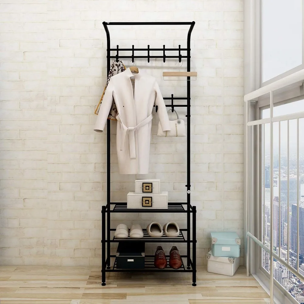 Vertical Clothes Hanger Rack Commercial Grade Metal Heavy Duty Black
