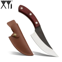 

Amazon hot sale Chinese butcher knife 5MM razor sharp handmade pocket hunting knife outdoor with leather sheath