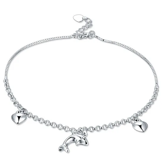 

Cute Dolphin Pendant Anklet s925 Sterling Silver Foot Chain New Fashion Women Jewelry for Party