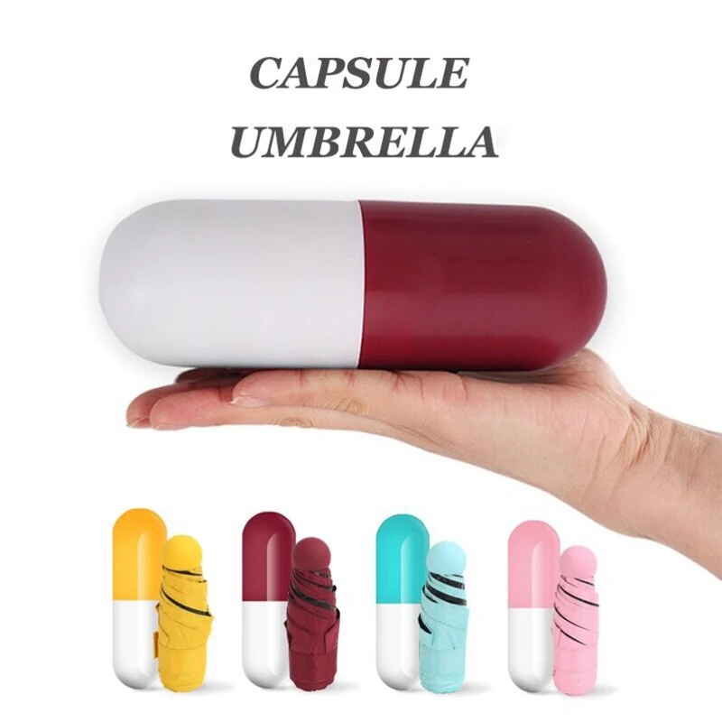 

D1601 High Quality Windproof Travel Rain Compact Small Pocket Capsule Mini 5 Fold Umbrella, 4 colors