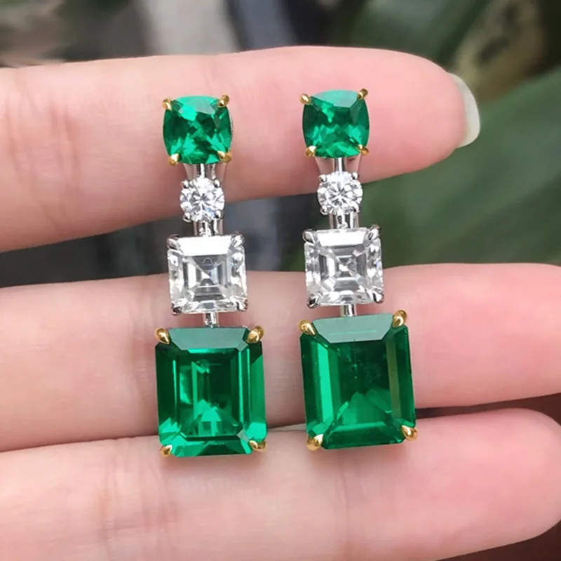 

New Luxury Resin Green White Crystal Drop Earrings Bride Hanging Elegant Water Drop Dangle Earrings Jewelry For Women, Picture shows