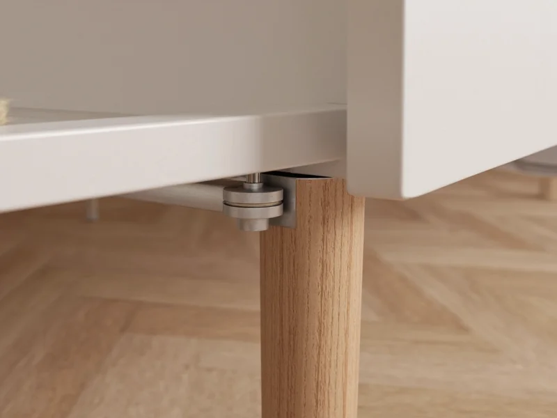 Close-up of piston hinge mechanism during Murphy bed installation