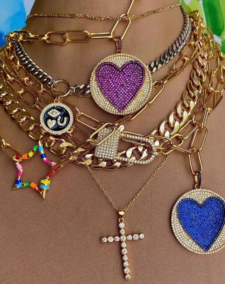 

LS-E1159 High quality big cz heart pendant charm necklace cross pendant necklace