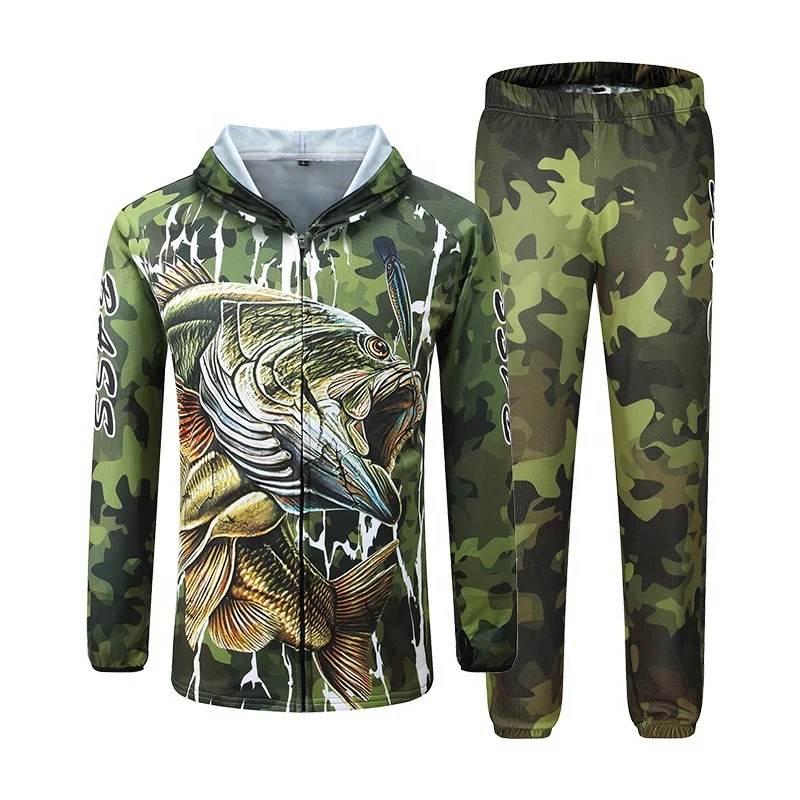 

Custom UPF 50+ polyester Camo Print dry-fit Fishing Shirts Hooded Long Sleeve fishing t shirt Anti UV Outdoor Fishing Suit