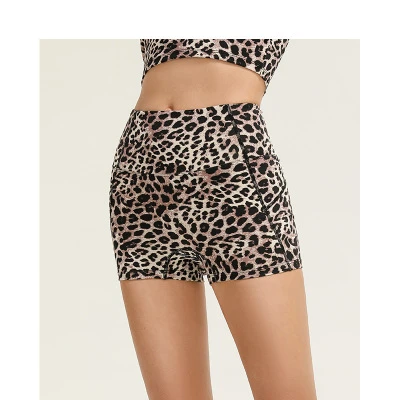 

Summer High-waist Leopard-print Sports Shorts Hip-fitting Tight Stretch Yoga Pants, 1 colors