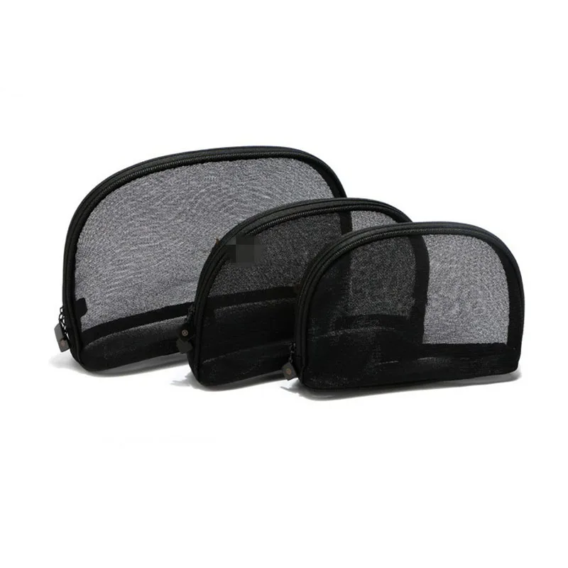 

Fashion Neceser De Viaje Simple Black Mesh Zipper Breathable Transparent Lace Clutch Toilet Storage Bag Cosmetic Bag