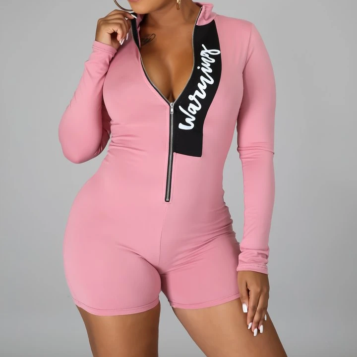 

New Letter Printed Long Sleeve Woman Plus Size Jumpsuits Fashionable Zipper Shirt And Jumpsuit