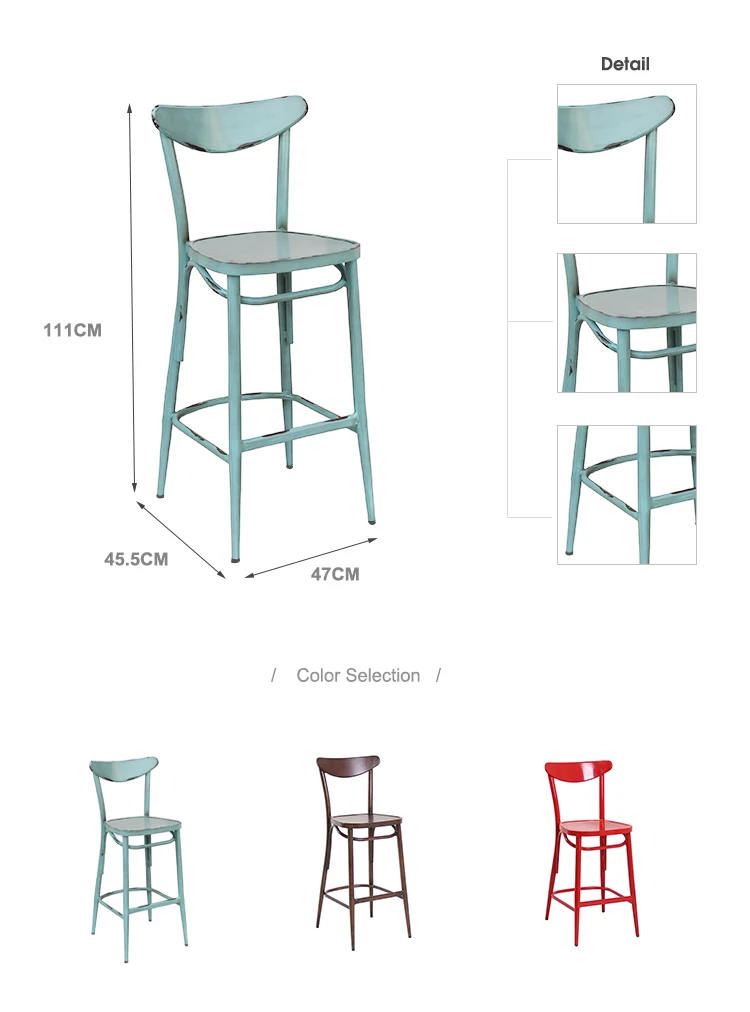 Beautiful Red High Back Bar Chair Industrial Modern Designer Metal