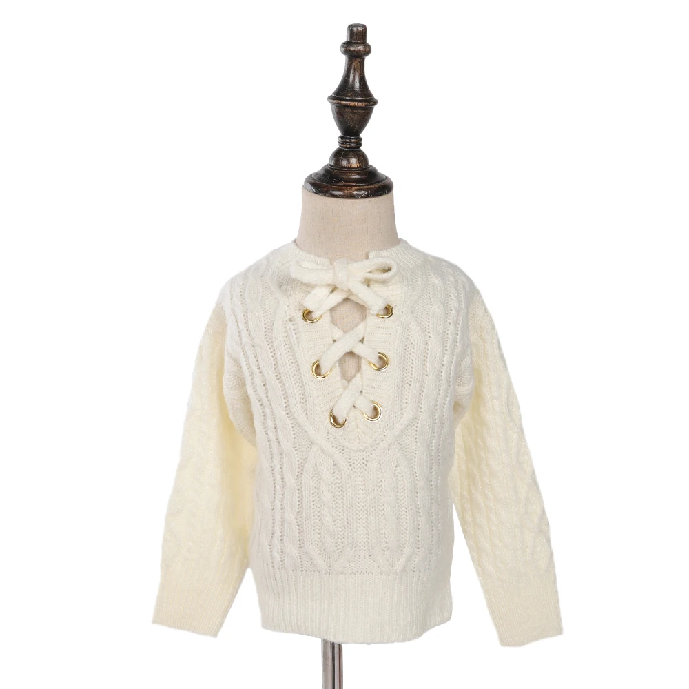 

2021 Girl free-shipping white cross lace sweater Kids, As pic