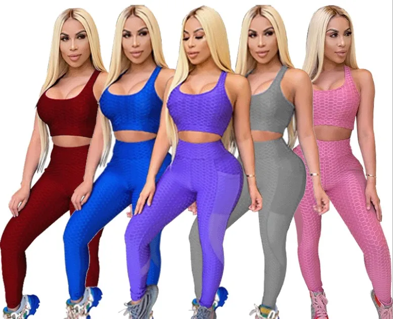 

2020 Women Seamless Yoga Set Gym Clothing Fitness Leggings Cropped Shirts Tank Tops Sport Suit Women Tracksuit Active Wear Sets