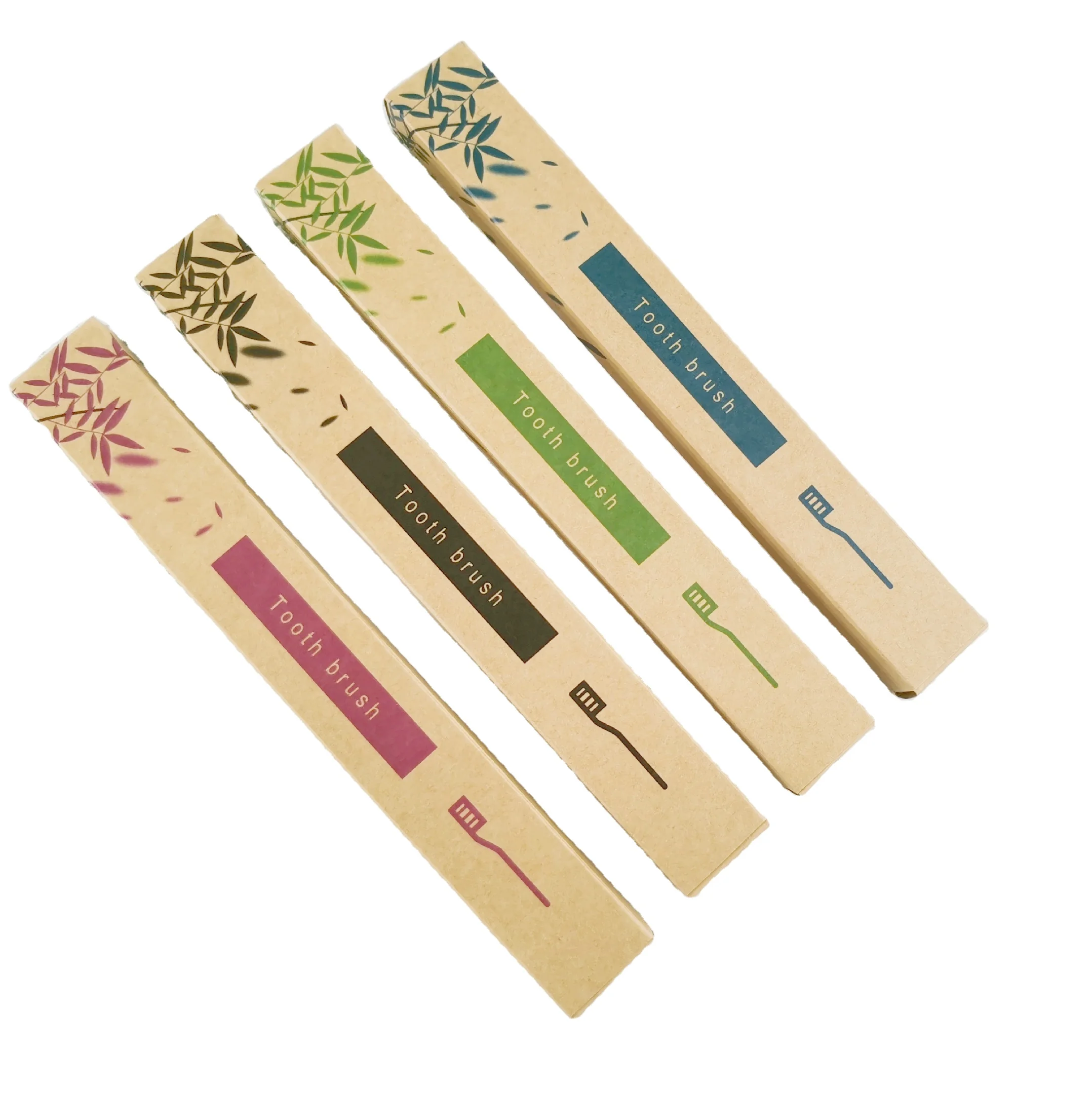 

Custom wholesale disposable independent bamboo handle bamboo toothbrush for home, Brown,beige
