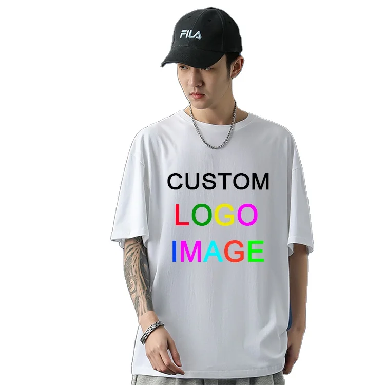 

t shirt manufacturer 100% cotton men's plus size t-shirts printing machine DTG printer drop shoulder t shirt custom logo