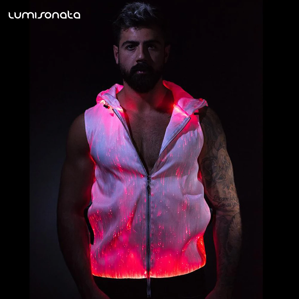 

Light up Hot sale pullover hoodies led luminous custom glow in dark hoodies with zip