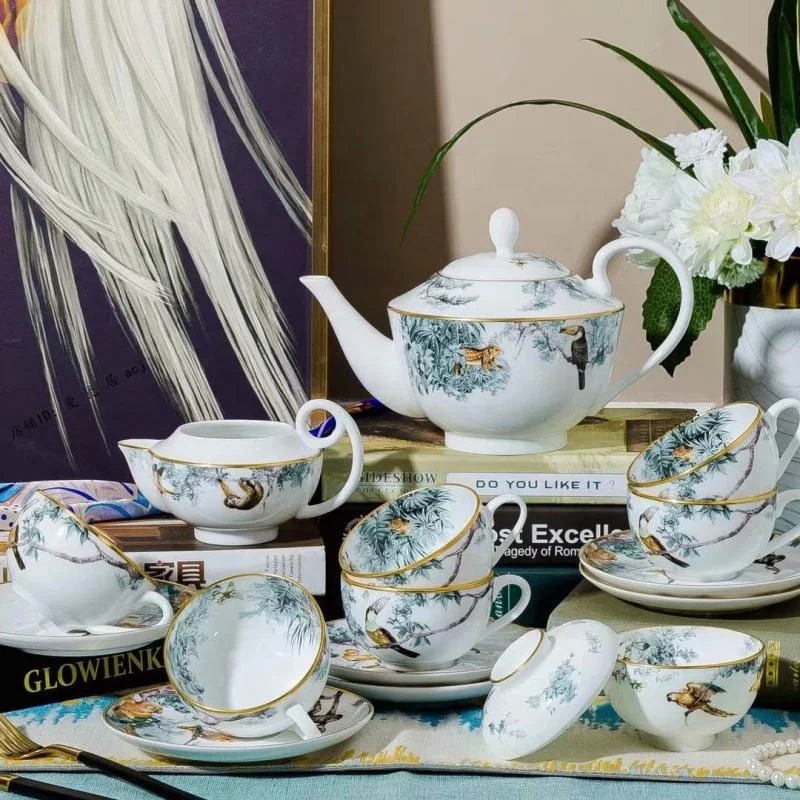 

2021 New design luxury ceramic mugs milk cup sugar pot porcelain coffee cup set bone china coffee set, Full decal