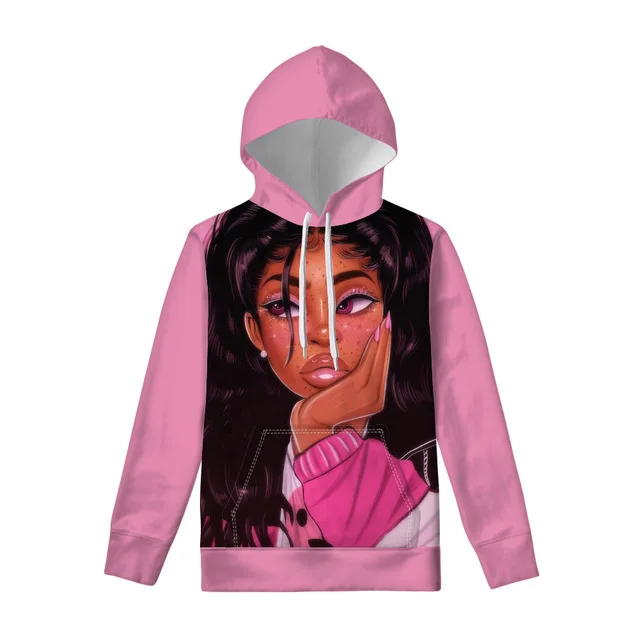 ODE Logo African Girls Black Art Sweatshirts Ladies Slim Pullovers Hoodie For Females Autumn Hoodie Streetwear Women