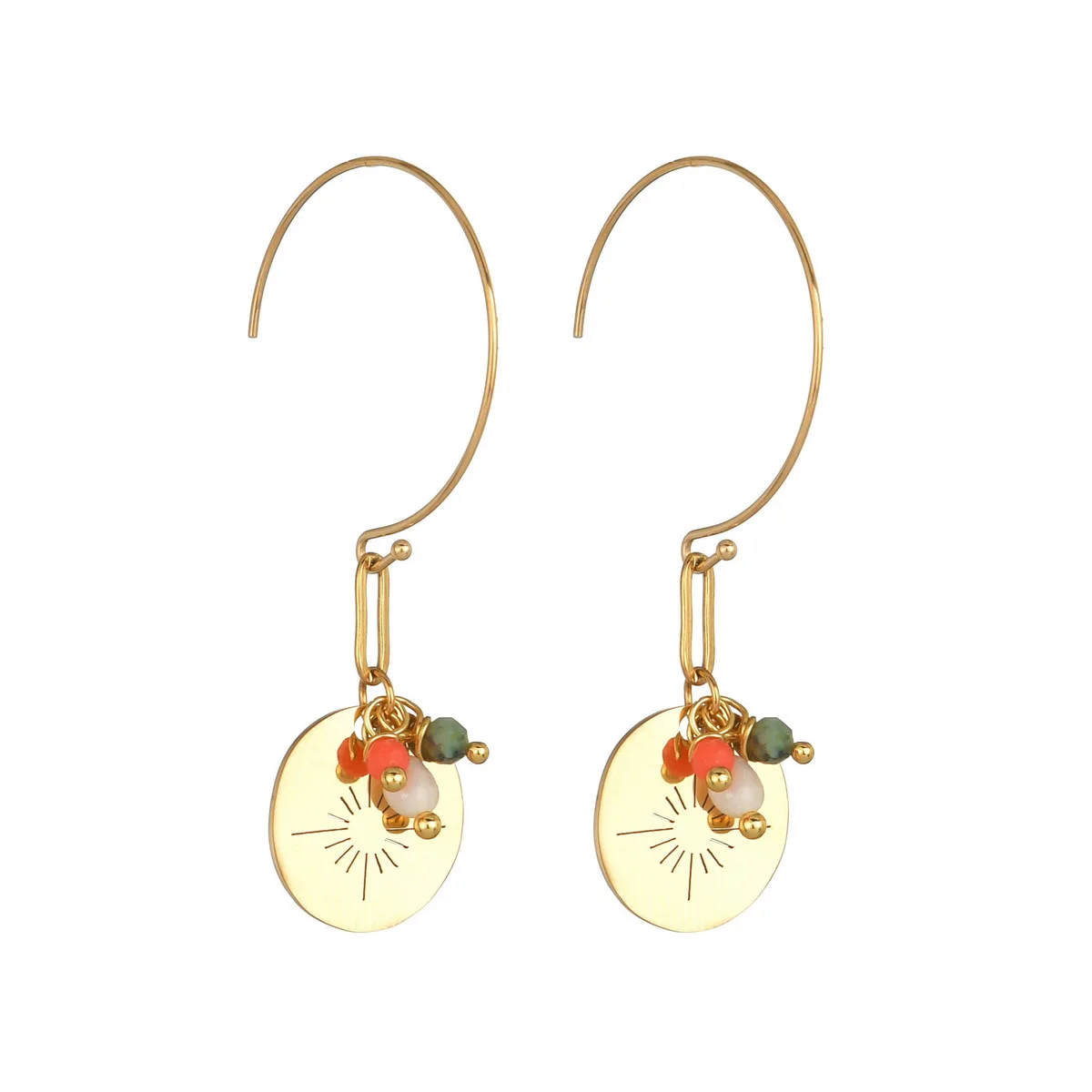 

Women's popular Earrings sunflower round brand earrings pearl Turquoise Retro pendant flower trending earrings 2021, Gold