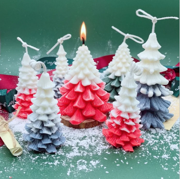 

3D Wax Christmas Tree Candle Silicone Mold Xmas Gift for Friends Dessert Jelly Ice Cream Aromatherapy Candle Molds