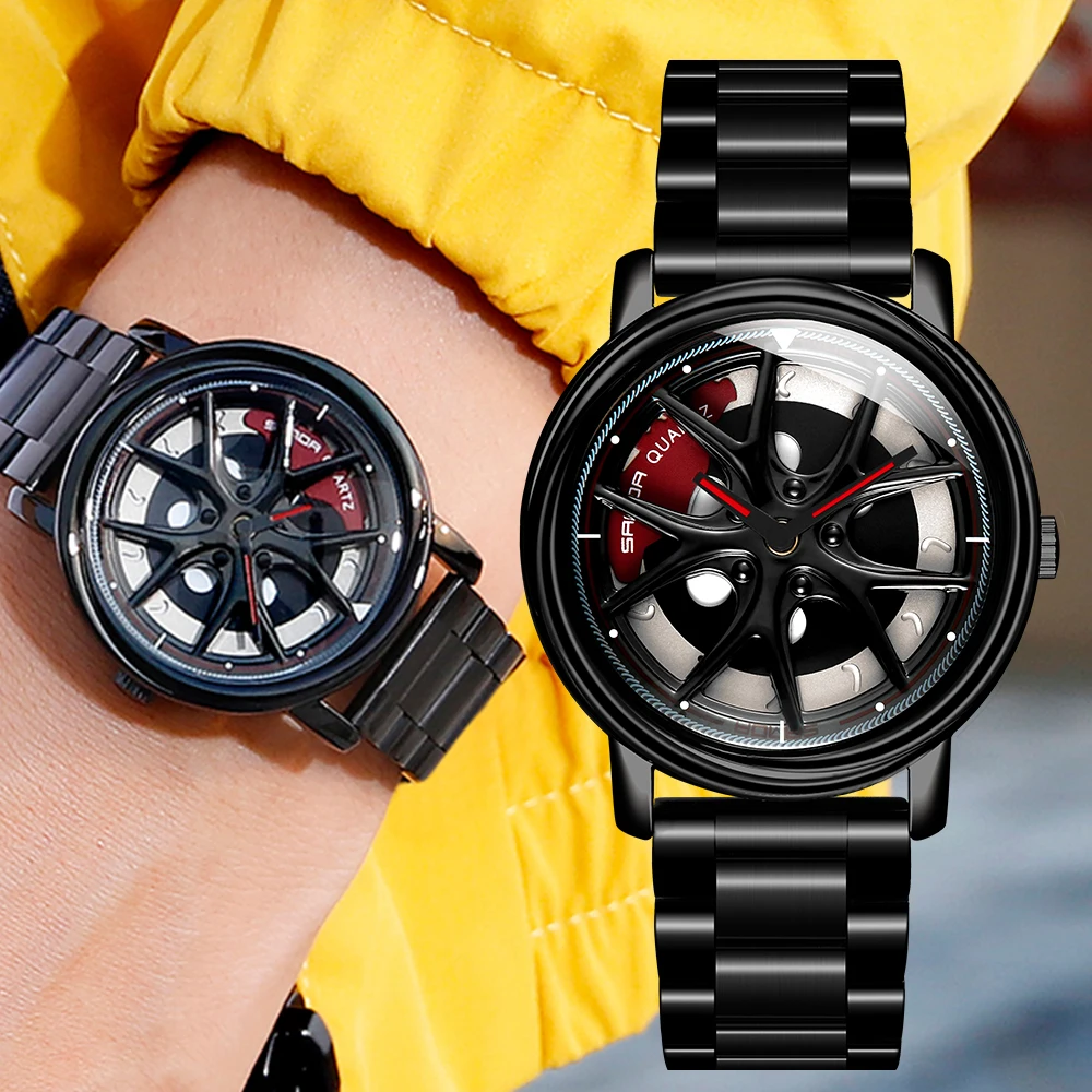 

Men Car Wheel Watch Fashion Waterproof Sport Quartz Mesh With Rim Hub Watch Run Quartz Watch montre homme Relogio Masculino