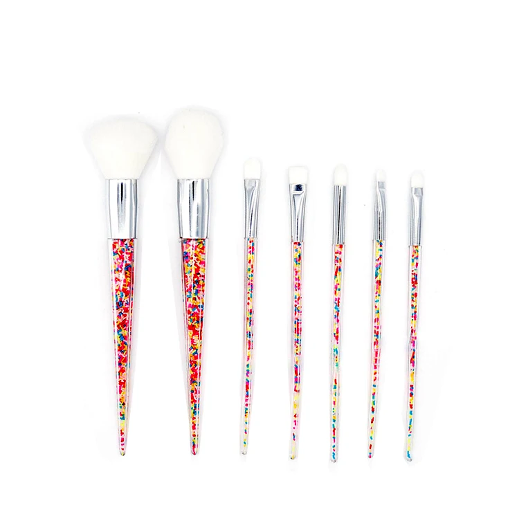 

2019 Amazon Hot Sale High Quality Sprinkle Colorful 7pcs Eyeshadow Make up Brush Set Logo